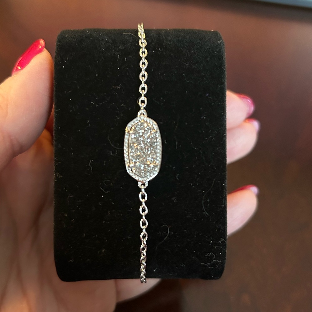 Kendra Scott Elegant Silver Bracelet with Crystal Accents.